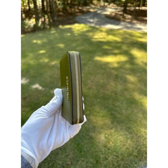 Michael Kors Smokey Olive Small Pebbled Leather Wallet Card Case 32F9GJ6D0L - Picture 3 of 12